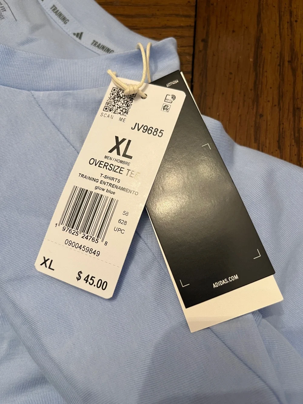 adidas Light Blue Men’s Oversized Crewneck Tee, size‎ XL, NWT